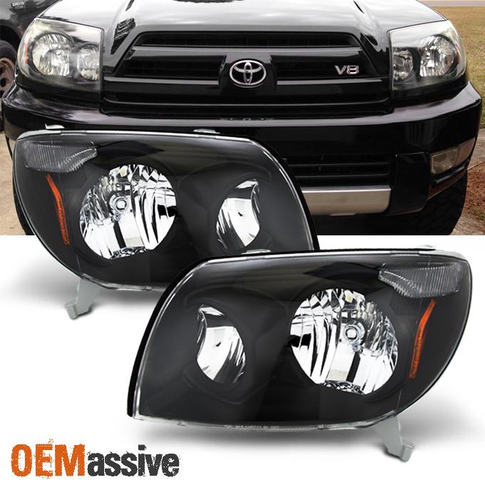 Fits 0305 Toyota 4Runner Black Headlights Lamps Replacement Pair 2003